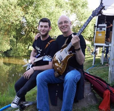 Warming up with Paul Reed Smith next to the lake of Burgebrach, before we hit the stage at Thomann Summer Festival in Germany.